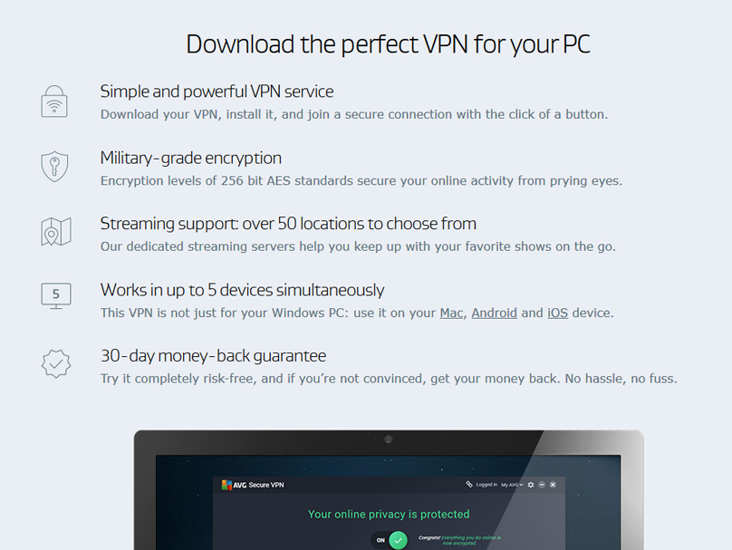 Funkce AVG VPN