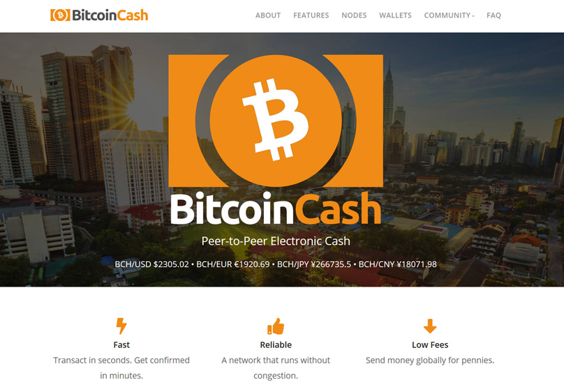 Bitcoin Cash 웹 사이트