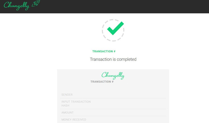 Changelly Transaction Complete