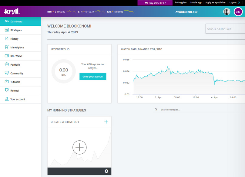 Kryll Dashboard